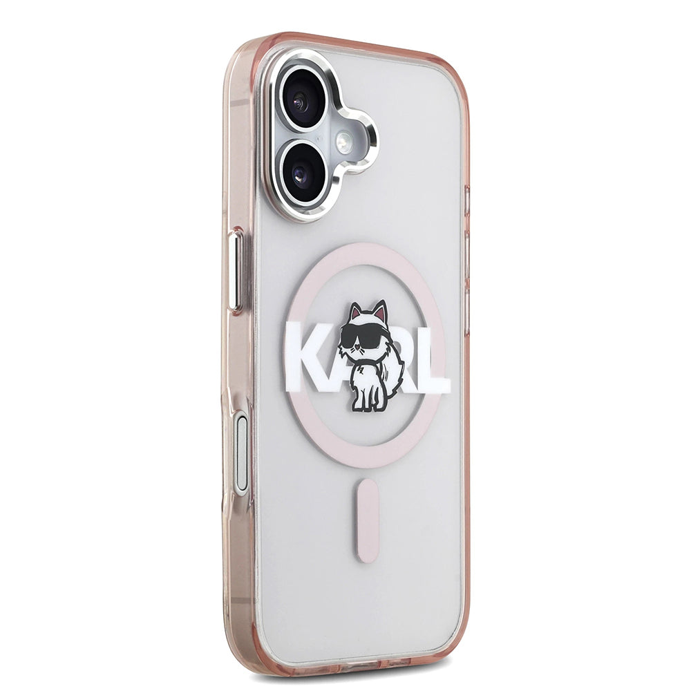 Puzdro MagSafe pre Apple iPhone 17, Karl Lagerfeld, IML Sketch Logo Choupette, Ružová