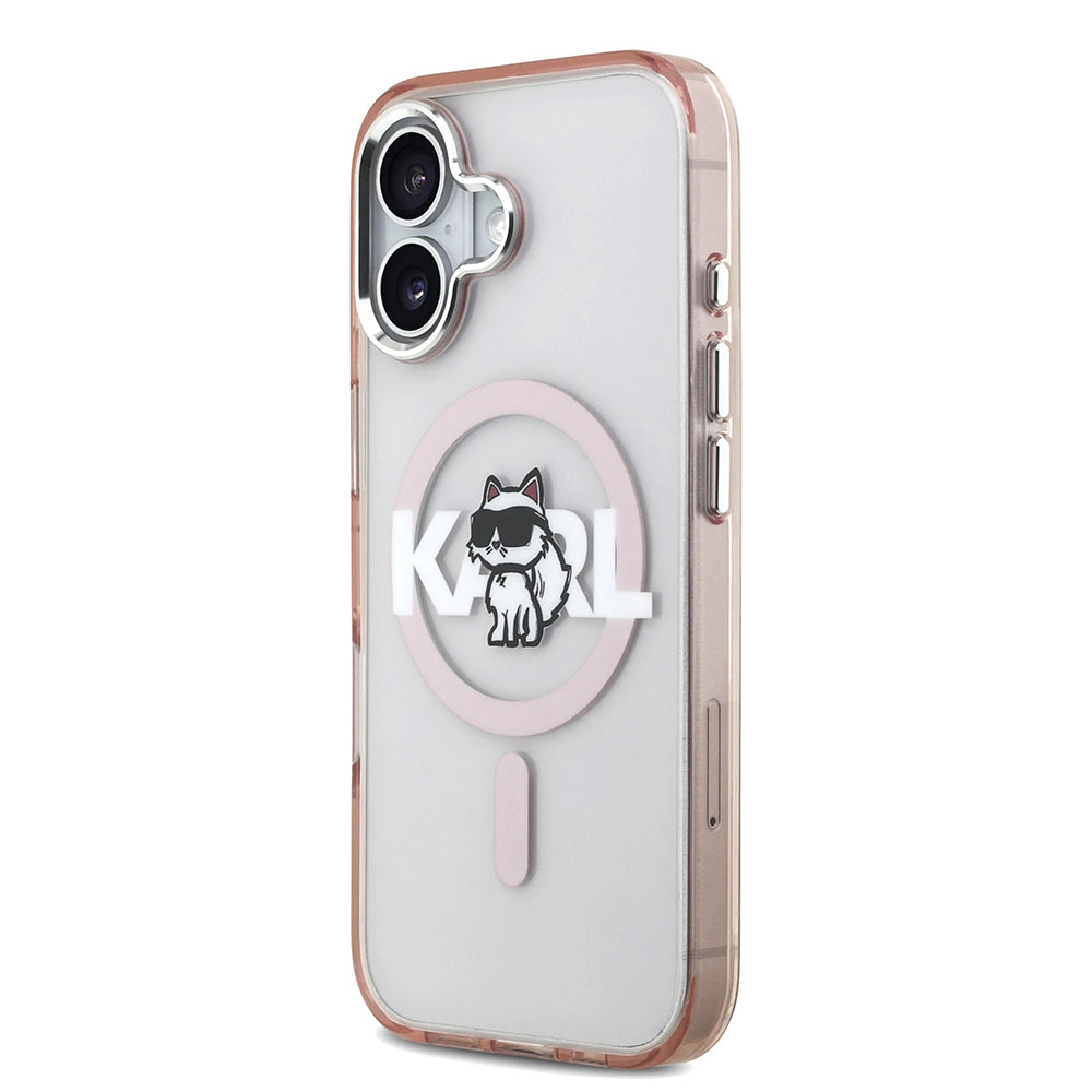 Puzdro MagSafe pre Apple iPhone 17, Karl Lagerfeld, IML Sketch Logo Choupette, Ružová
