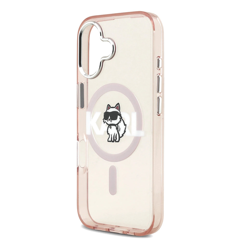 Puzdro MagSafe pre Apple iPhone 17, Karl Lagerfeld, IML Sketch Logo Choupette, Ružová