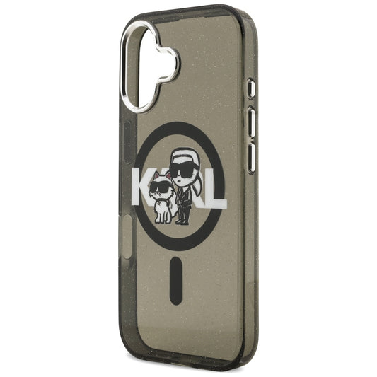 Puzdro MagSafe pre Apple iPhone 17, Karl Lagerfeld, IML Sketch Logo Glitter Karl & Choupette, Čierne