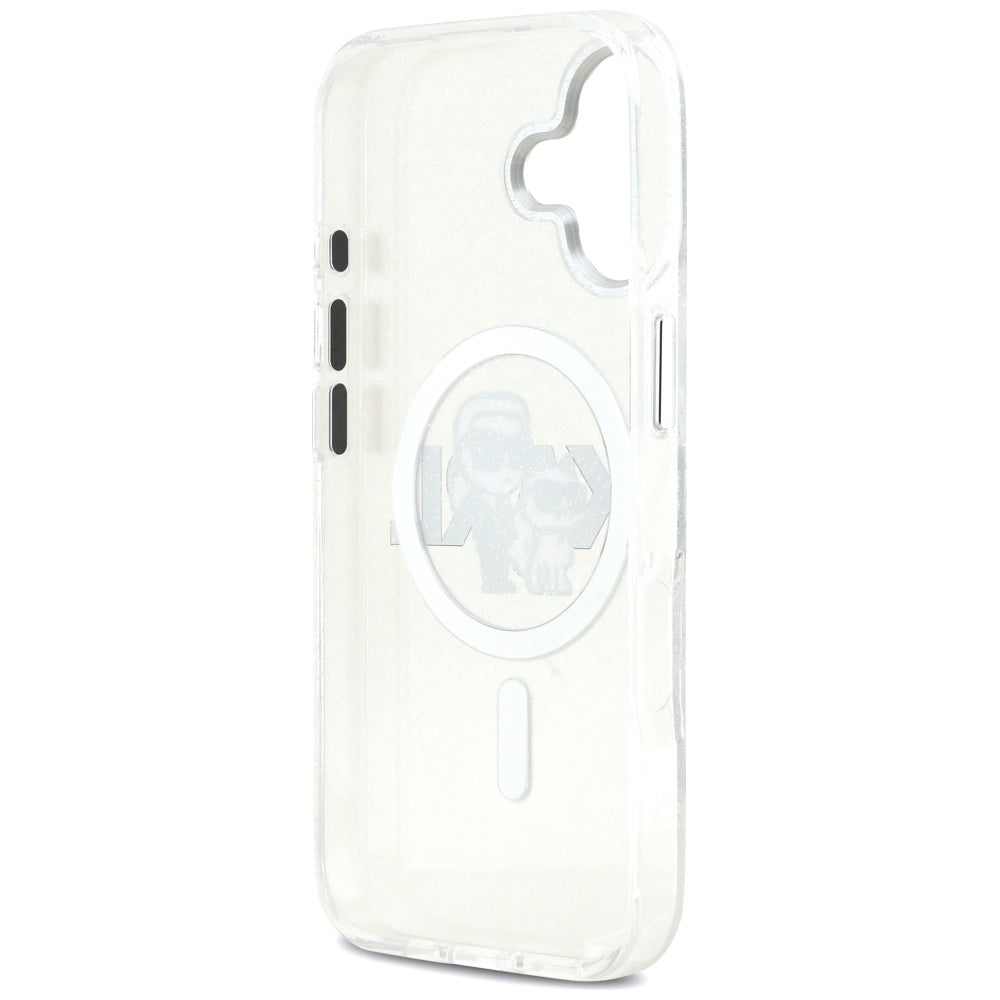 Puzdro MagSafe pre Apple iPhone 17, Karl Lagerfeld, IML Sketch Logo Glitter Karl & Choupette, Transparentné