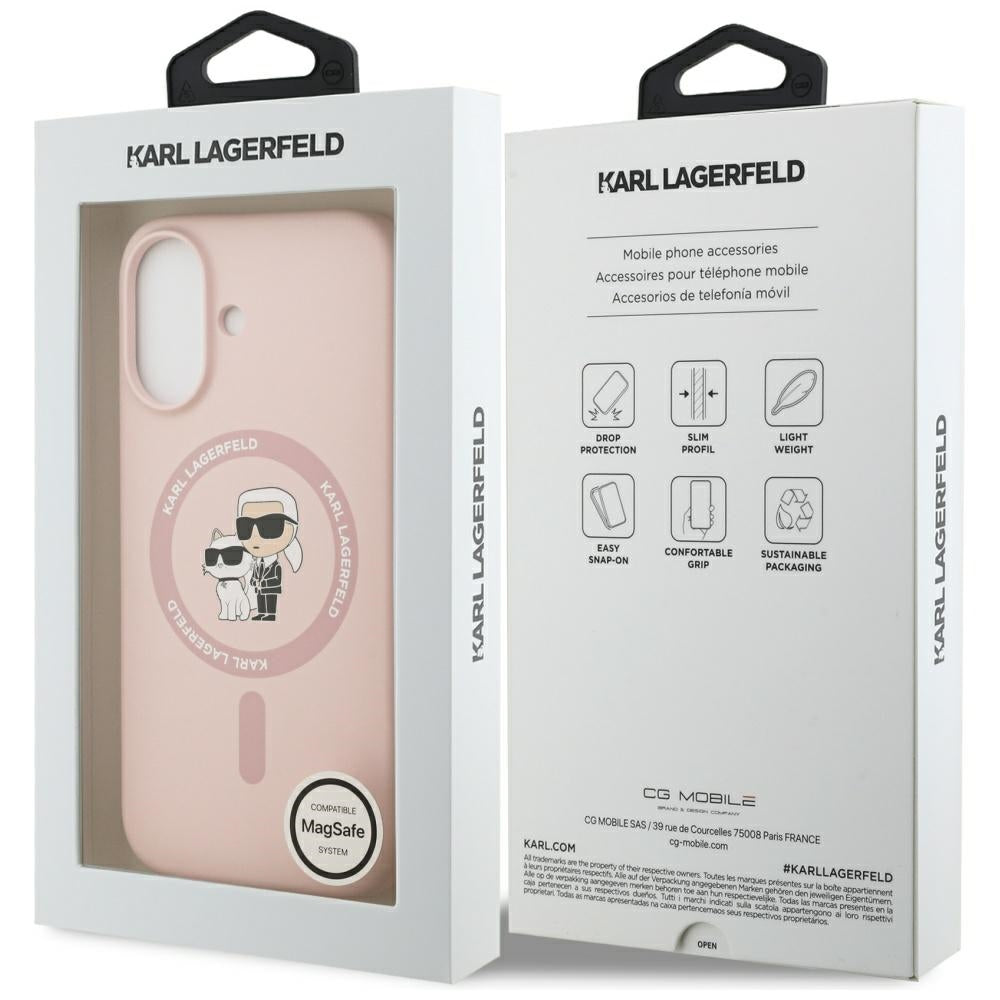 Puzdro MagSafe pre Apple iPhone 17, Karl Lagerfeld, Ring Karl & Choupette, Ružová