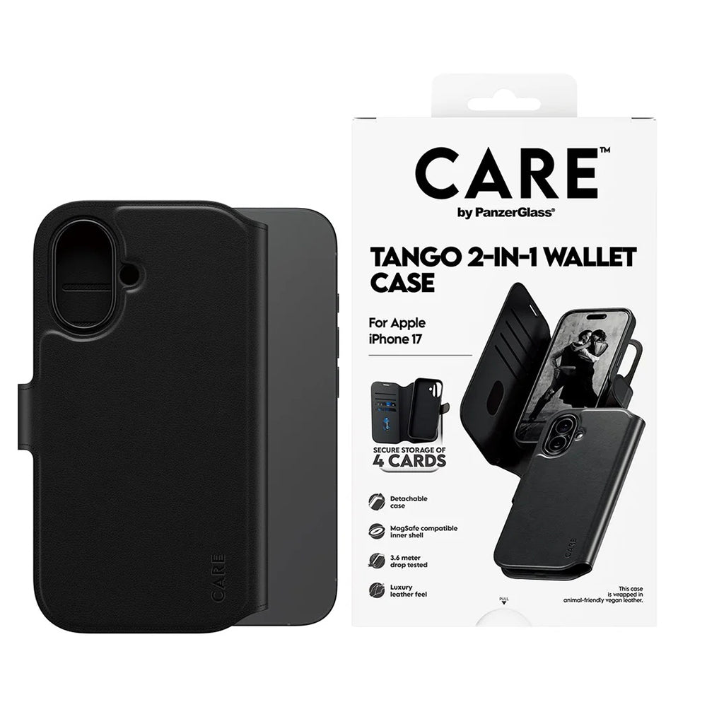 Puzdro MagSafe pre Apple iPhone 17, PanzerGlass, Care Feature Tango Two-in-One, Čierne