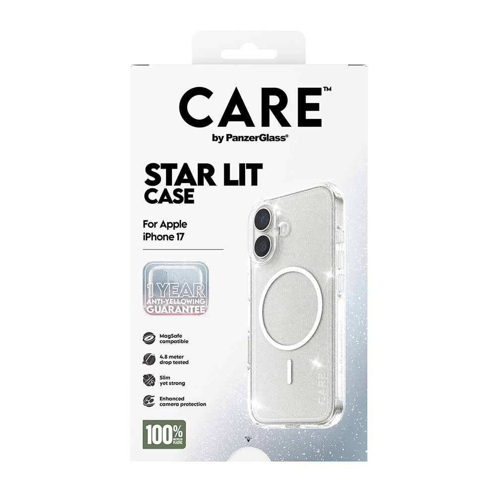 Puzdro MagSafe pre Apple iPhone 17, PanzerGlass, Care Urban Explorer Star Lit, Biela Transparentná