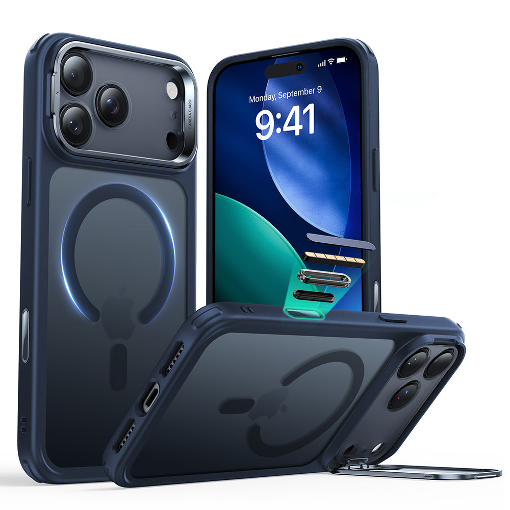 Puzdro MagSafe pre Apple iPhone 17 Pro, ESR, Classic Hybrid Kickstand, Saténová Modrá