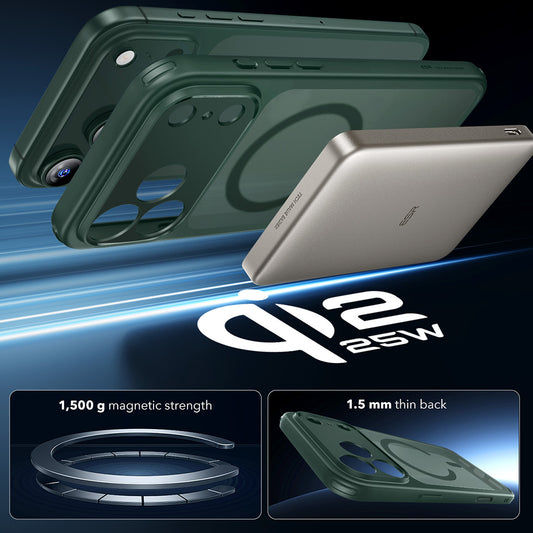 Puzdro MagSafe pre Apple iPhone 17 Pro, ESR, Classic Hybrid, Saténová zelená