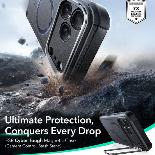 Puzdro MagSafe pre Apple iPhone 17 Pro, ESR, Cyber Armor Kickstand, Čierne