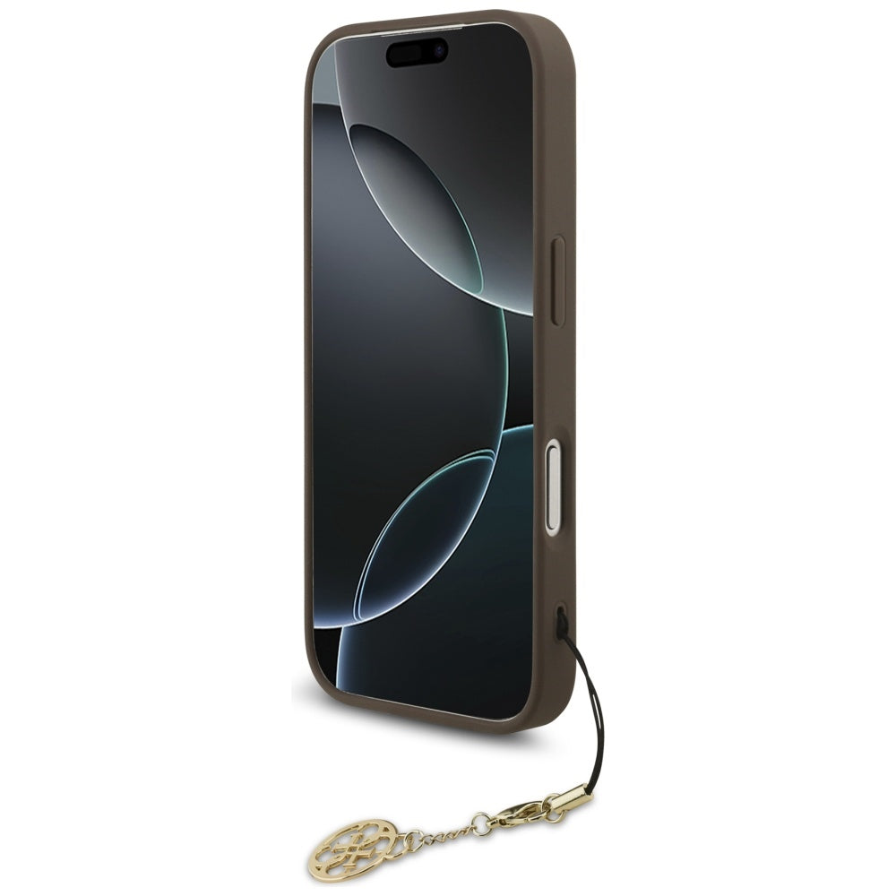 Puzdro MagSafe pre Apple iPhone 17 Pro, Guess, 4G Charm Cradle, Hnedá