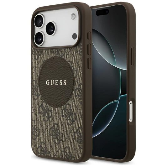 Puzdro MagSafe pre Apple iPhone 17 Pro, Guess, 4G Circle Classic Logo, Hnedá