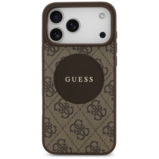 Puzdro MagSafe pre Apple iPhone 17 Pro, Guess, 4G Circle Classic Logo, Hnedá