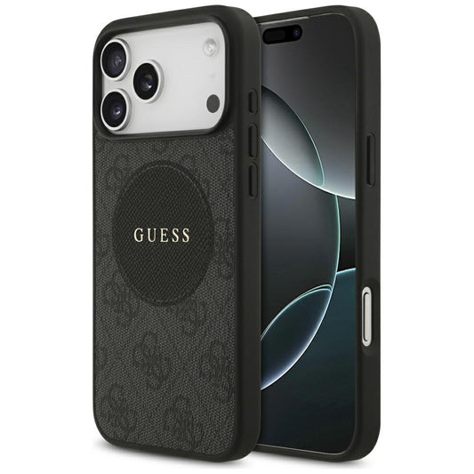 Puzdro MagSafe pre Apple iPhone 17 Pro, Guess, 4G Circle Classic Logo, Čierne