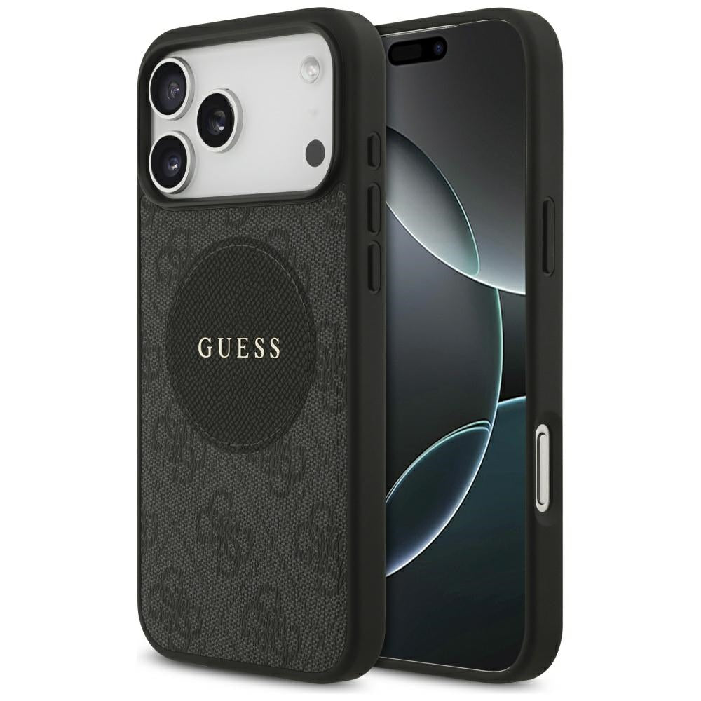 Puzdro MagSafe pre Apple iPhone 17 Pro, Guess, 4G Circle Classic Logo, Čierne