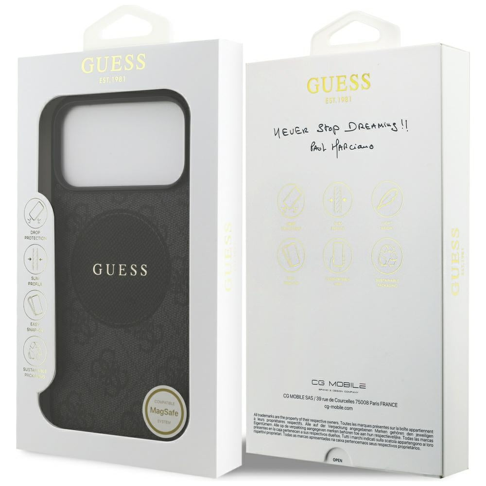 Puzdro MagSafe pre Apple iPhone 17 Pro, Guess, 4G Circle Classic Logo, Čierne