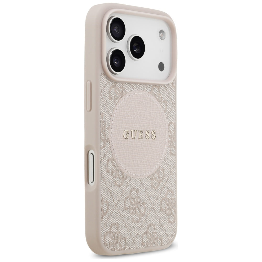 Puzdro MagSafe pre Apple iPhone 17 Pro, Guess, 4G Circle Classic Logo, Ružové