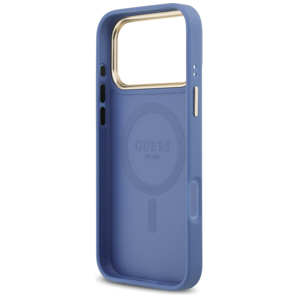 Puzdro MagSafe pre Apple iPhone 17 Pro, Guess, 4G Classic, Modrá