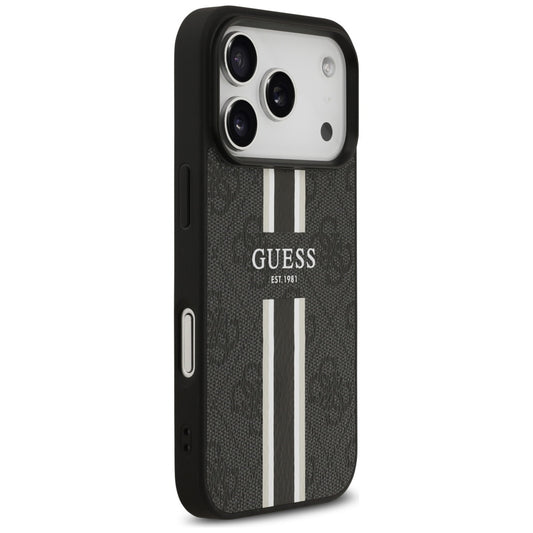 MagSafe Case for Apple iPhone 17 Pro, Guess, 4G Printed Stripes, Black