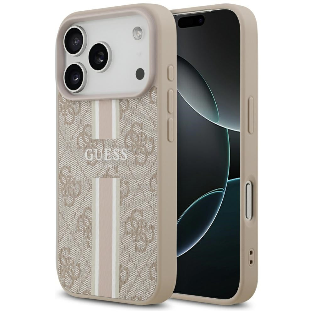 Puzdro MagSafe pre Apple iPhone 17 Pro, Guess, 4G Printed Stripes, Ružové