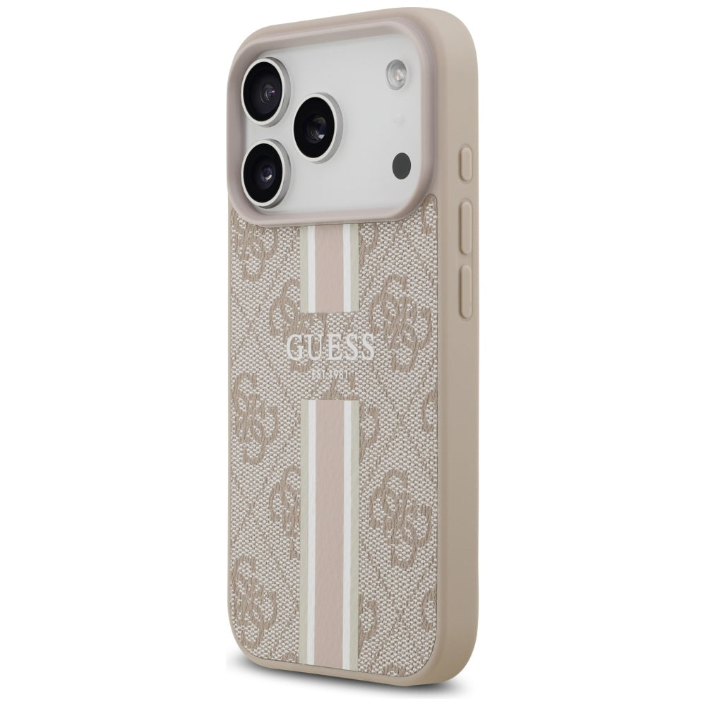 Puzdro MagSafe pre Apple iPhone 17 Pro, Guess, 4G Printed Stripes, Ružové