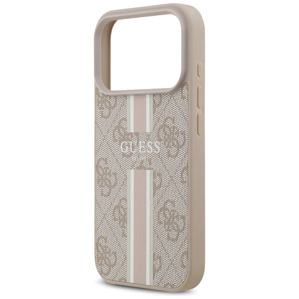 Puzdro MagSafe pre Apple iPhone 17 Pro, Guess, 4G Printed Stripes, Ružové