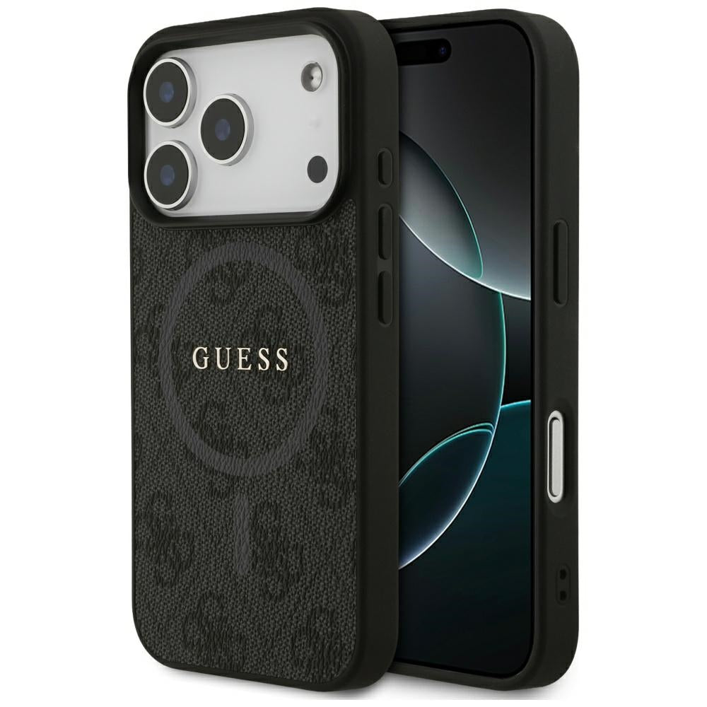 Puzdro MagSafe pre Apple iPhone 17 Pro, Guess, 4G Ring Classic Logo, Čierne