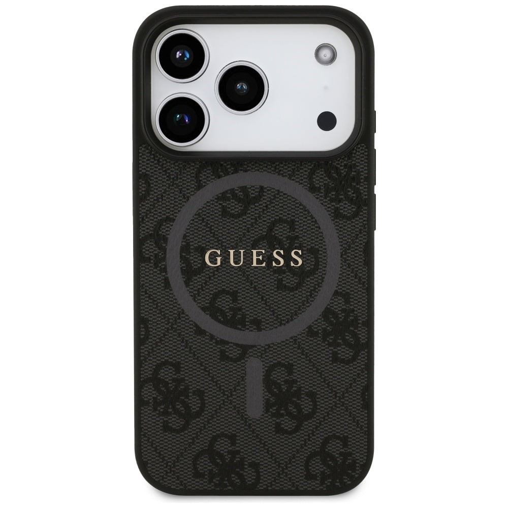 Puzdro MagSafe pre Apple iPhone 17 Pro, Guess, 4G Ring Classic Logo, Čierne