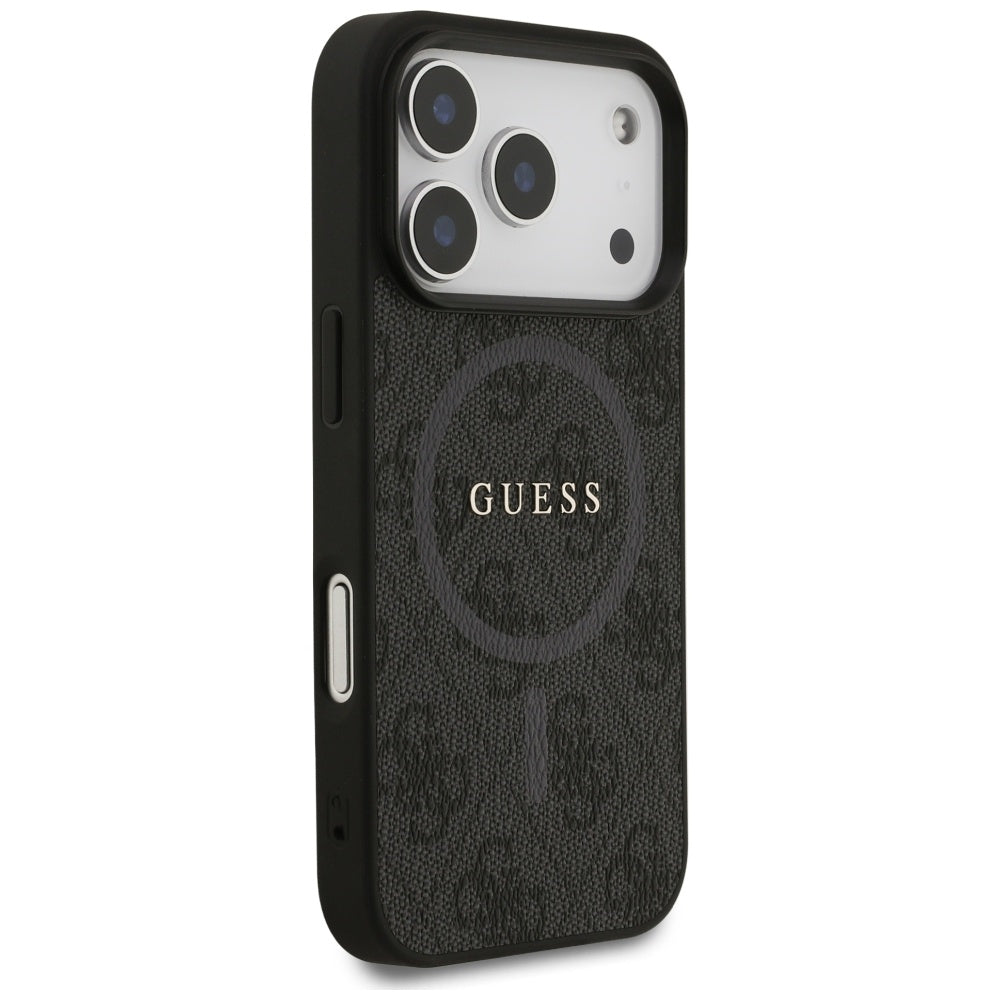 Puzdro MagSafe pre Apple iPhone 17 Pro, Guess, 4G Ring Classic Logo, Čierne
