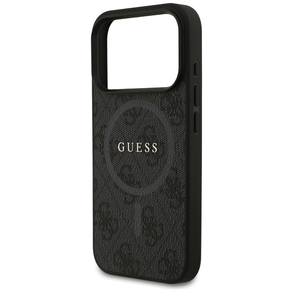 Puzdro MagSafe pre Apple iPhone 17 Pro, Guess, 4G Ring Classic Logo, Čierne