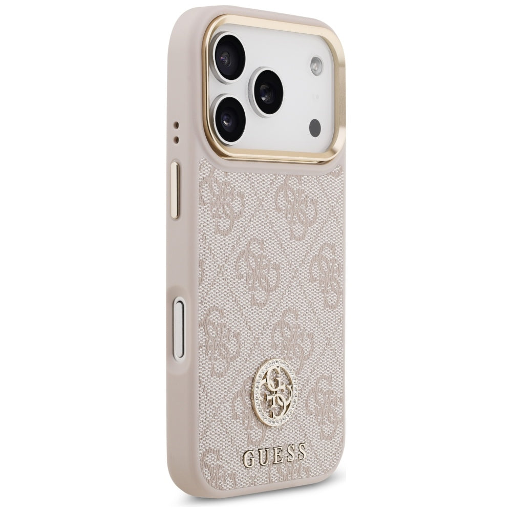 Puzdro MagSafe pre Apple iPhone 17 Pro, Guess, 4G Strass Logo, Ružové.