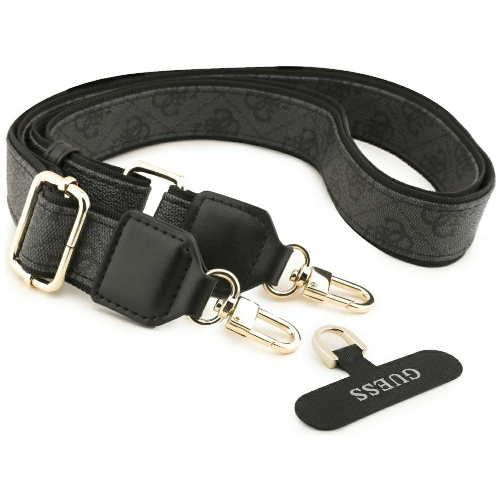 Puzdro MagSafe pre Apple iPhone 17 Pro, Guess, 4G Strass Logo with Big Strap, Čierne