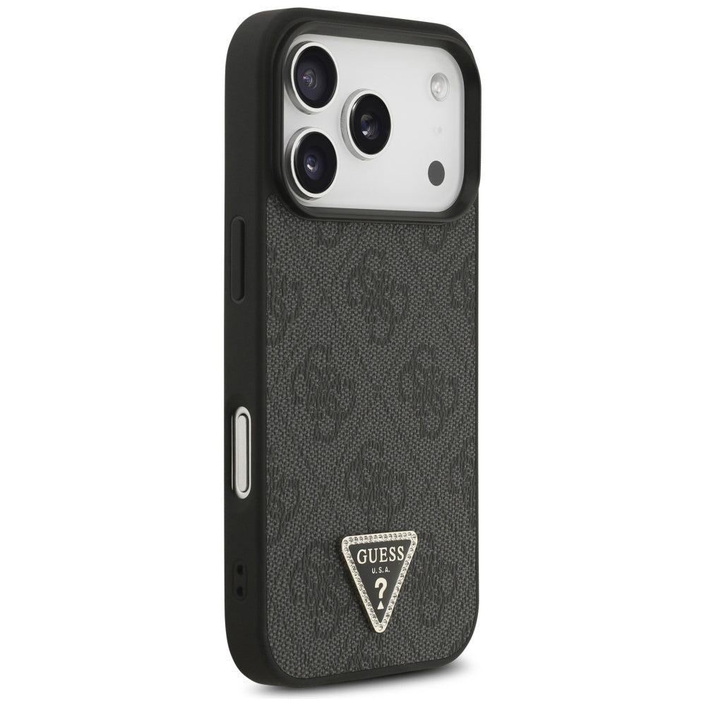 Puzdro MagSafe pre Apple iPhone 17 Pro, Guess, 4G Triangle Strass, Čierne