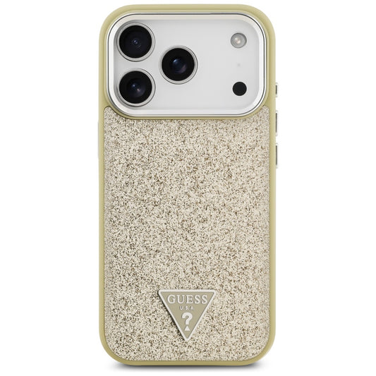 Puzdro MagSafe pre Apple iPhone 17 Pro, Guess, Glitter Triangle Logo, Zlaté