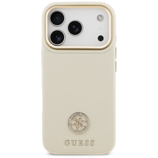 Puzdro MagSafe pre Apple iPhone 17 Pro, Guess, Grained Strass Logo, Béžová