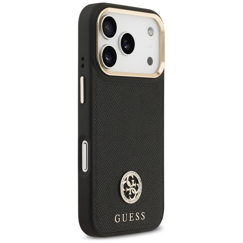 Puzdro MagSafe pre Apple iPhone 17 Pro, Guess, Grained Strass Logo, Čierne