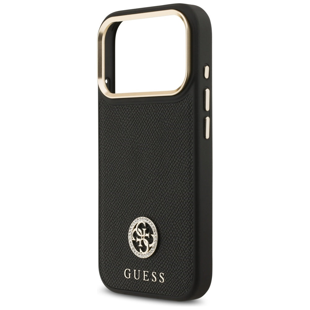 Puzdro MagSafe pre Apple iPhone 17 Pro, Guess, Grained Strass Logo, Čierne