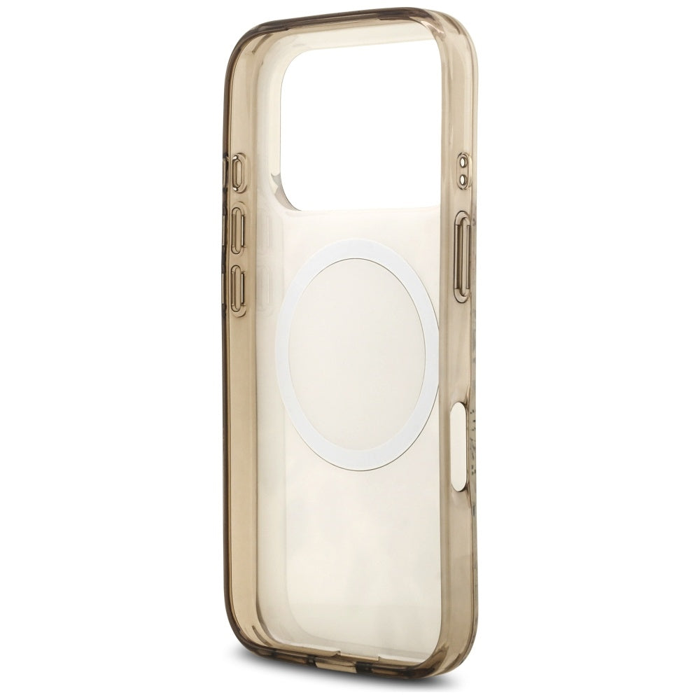 Puzdro MagSafe pre Apple iPhone 17 Pro, Guess, IML Flower and Tonal Circle, Hnedé