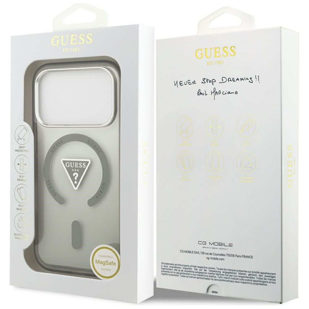 Puzdro MagSafe pre Apple iPhone 17 Pro, Guess, IML Gradient Triangle Logo, Kaki