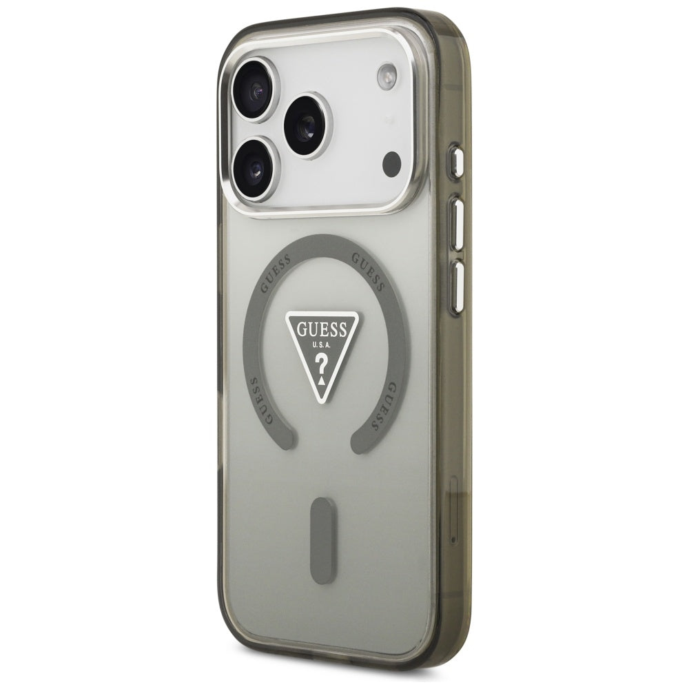Puzdro MagSafe pre Apple iPhone 17 Pro, Guess, IML Gradient Triangle Logo, Kaki