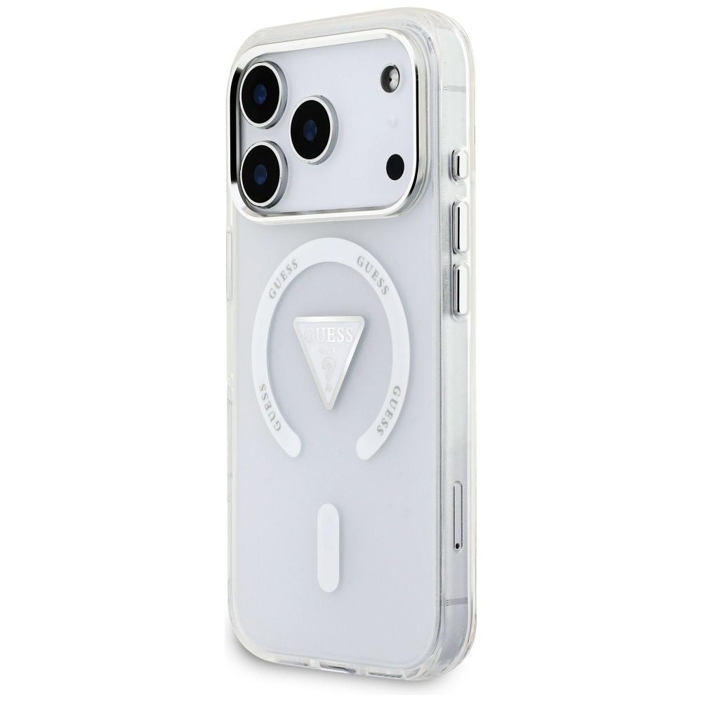 Puzdro MagSafe pre Apple iPhone 17 Pro, Guess, IML Gradient Triangle Logo, Transparent