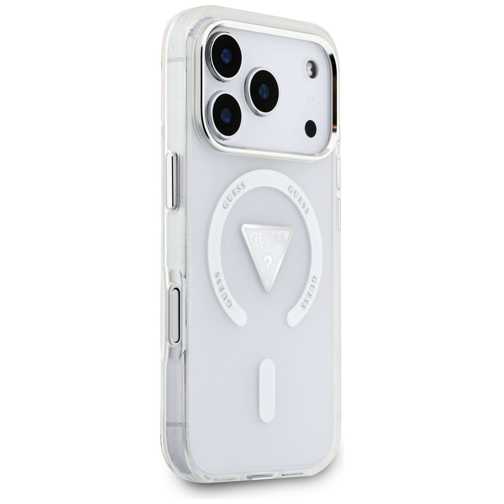 Puzdro MagSafe pre Apple iPhone 17 Pro, Guess, IML Gradient Triangle Logo, Transparent