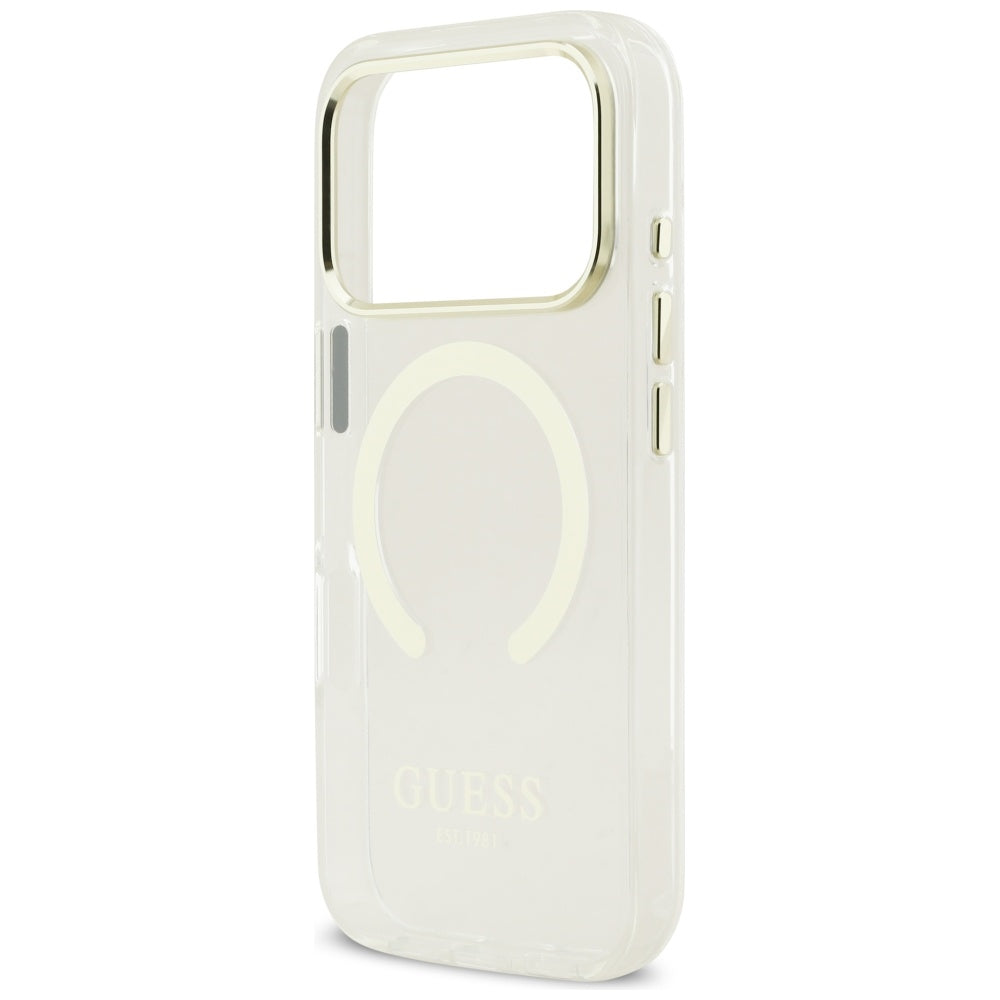Puzdro MagSafe pre Apple iPhone 17 Pro, Guess, Metal Outline, Zlaté