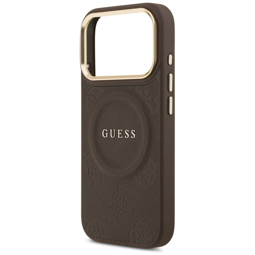 Puzdro MagSafe pre Apple iPhone 17 Pro, Guess, Peony Hot Stamp, Hnedé