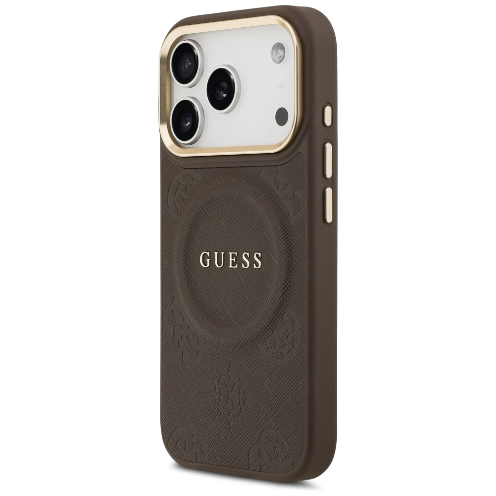 Puzdro MagSafe pre Apple iPhone 17 Pro, Guess, Peony Hot Stamp, Hnedé