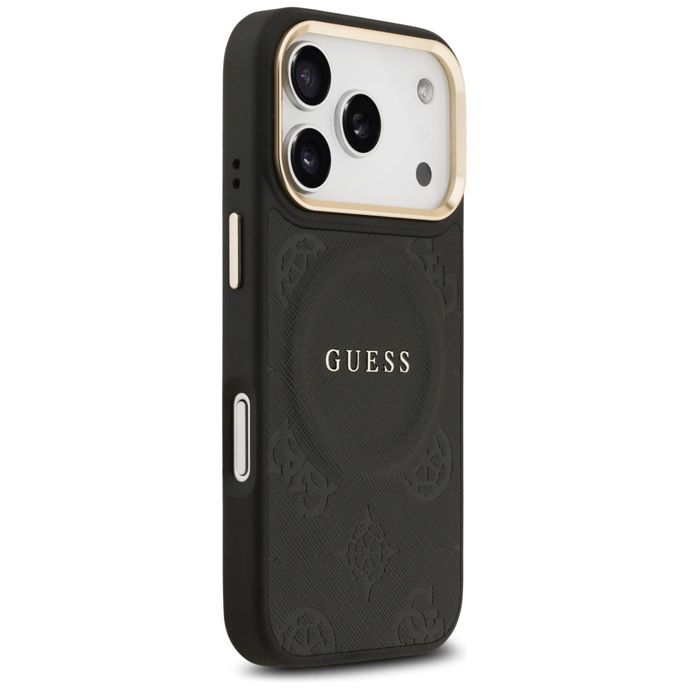 Puzdro MagSafe pre Apple iPhone 17 Pro, Guess, Peony Hot Stamp, Čierne