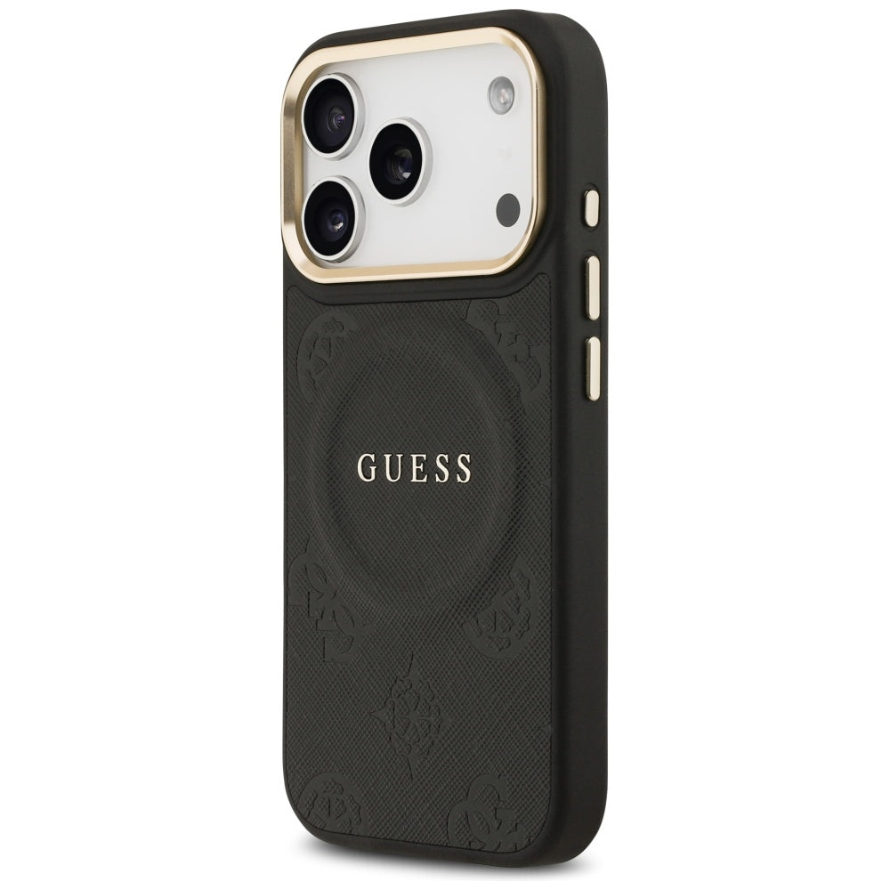 Puzdro MagSafe pre Apple iPhone 17 Pro, Guess, Peony Hot Stamp, Čierne