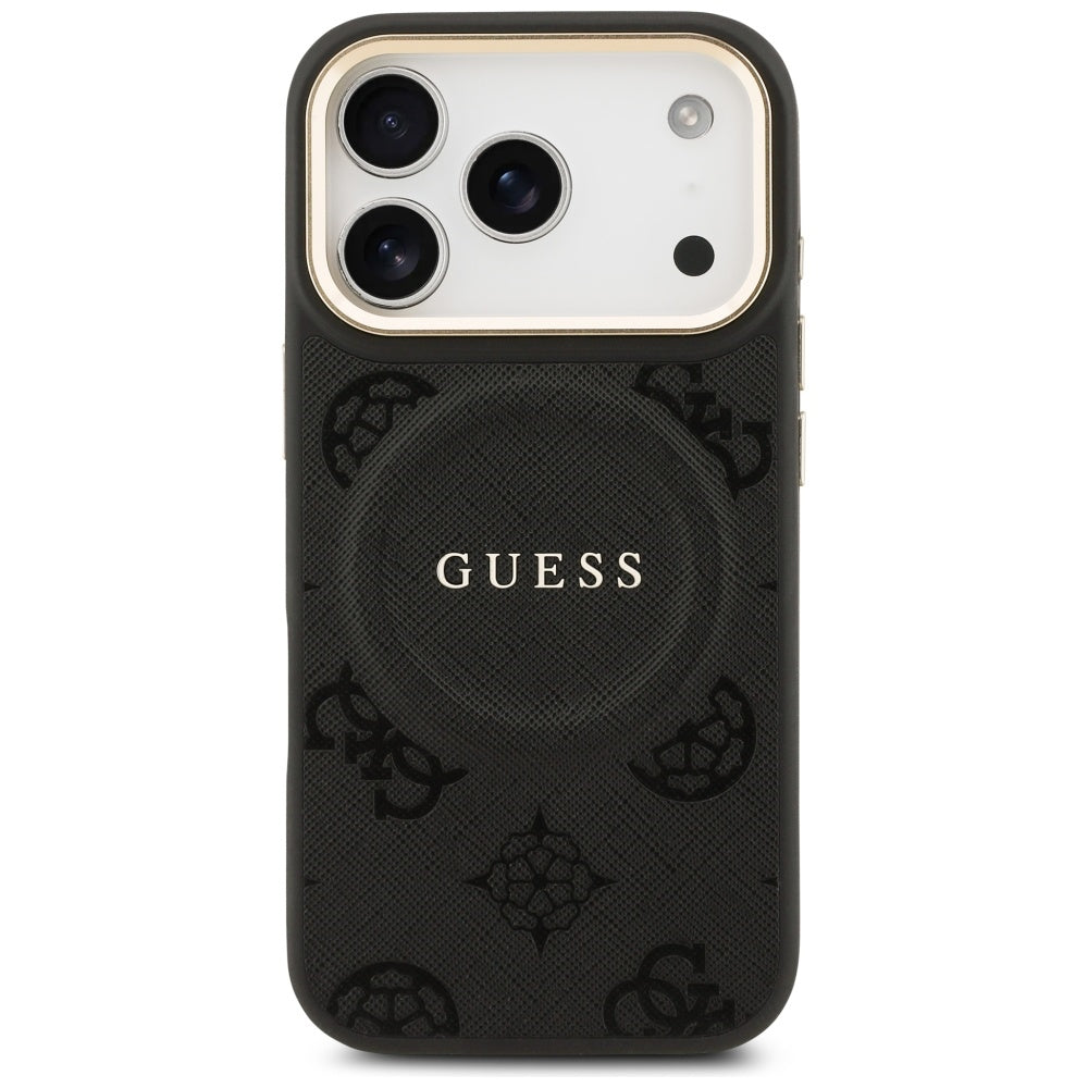 Puzdro MagSafe pre Apple iPhone 17 Pro, Guess, Peony Hot Stamp, Čierne