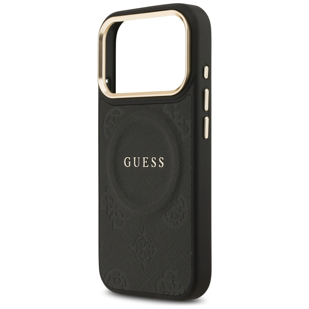 Puzdro MagSafe pre Apple iPhone 17 Pro, Guess, Peony Hot Stamp, Čierne