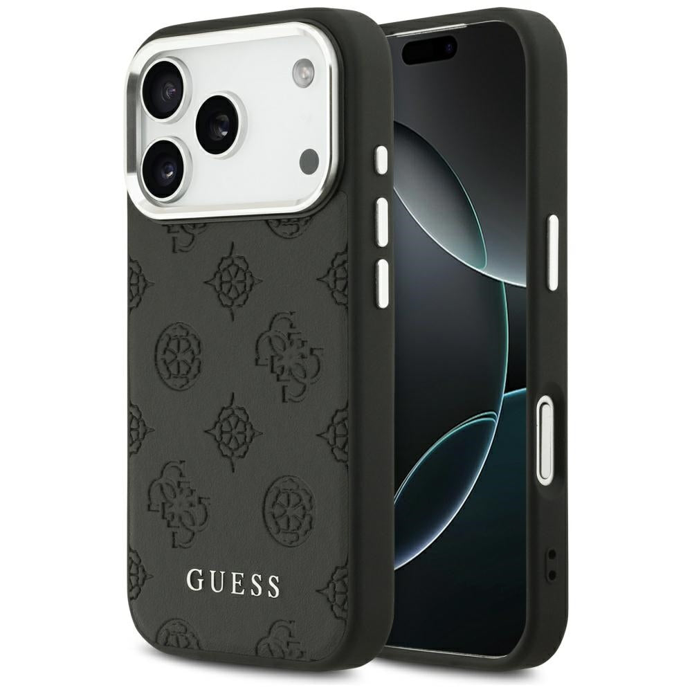 Puzdro MagSafe pre Apple iPhone 17 Pro, Guess, Peony Hot Stamp Script, Čierne