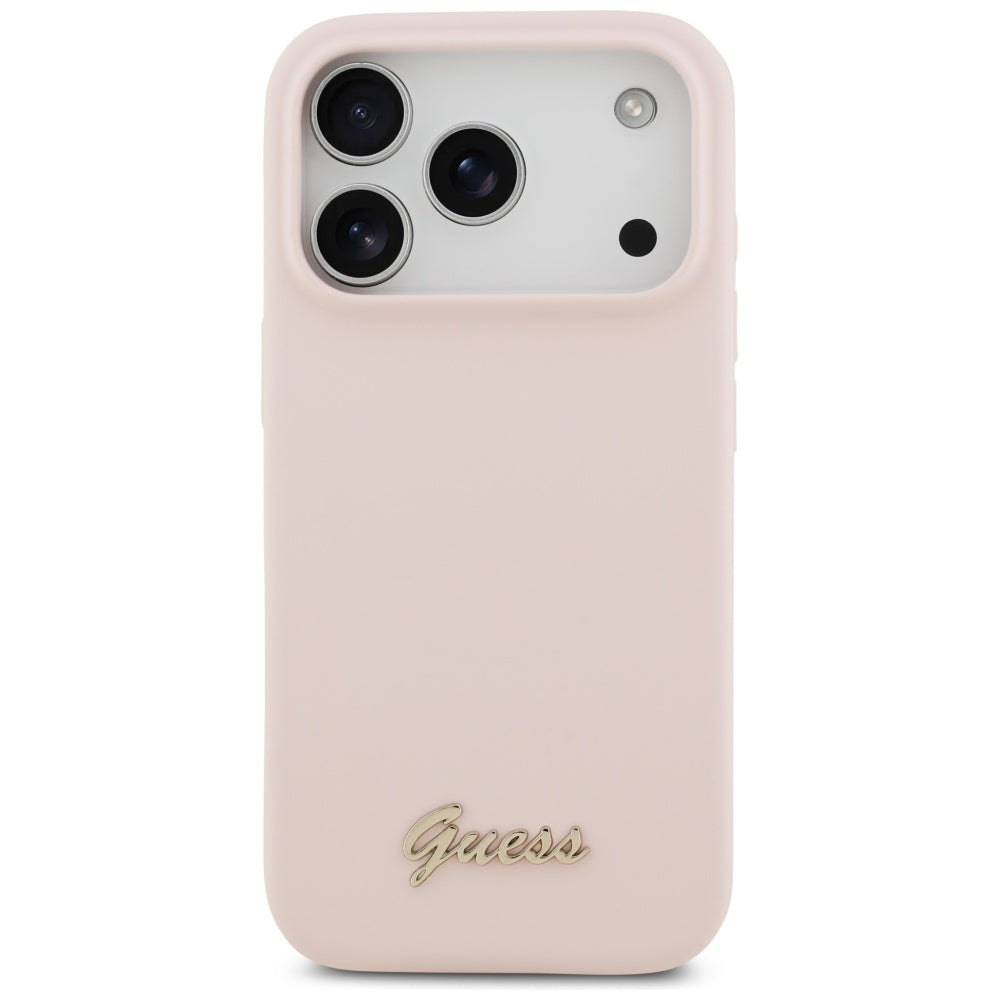MagSafe Case for Apple iPhone 17 Pro, Guess, Script Metal Logo, Light Pink