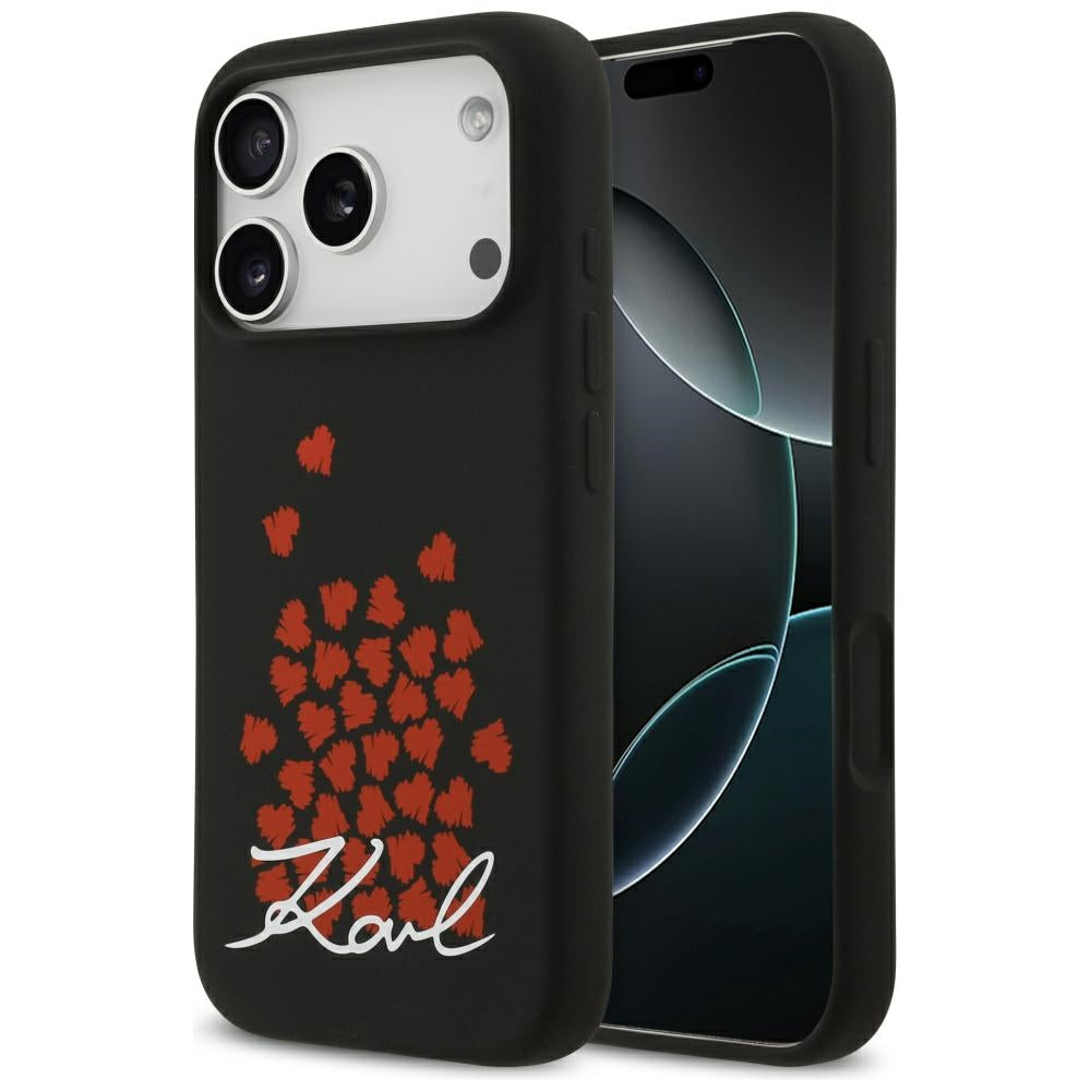 Puzdro MagSafe pre Apple iPhone 17 Pro, Karl Lagerfeld, Heart Sign Logo, Čierne