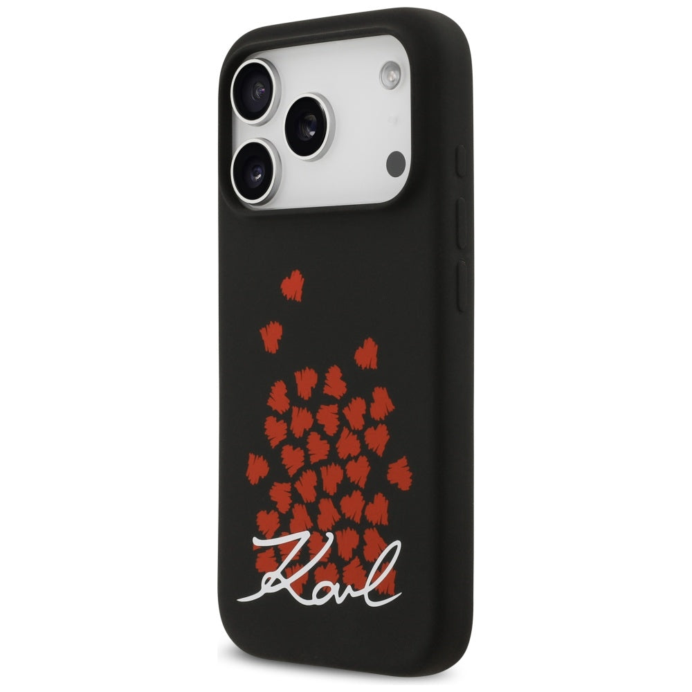 Puzdro MagSafe pre Apple iPhone 17 Pro, Karl Lagerfeld, Heart Sign Logo, Čierne